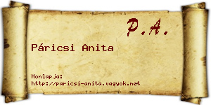 Páricsi Anita névjegykártya