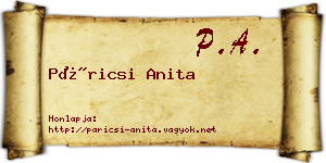 Páricsi Anita névjegykártya