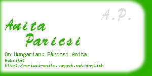 anita paricsi business card